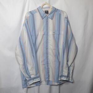 Woodlake Mens Shirt Large Summit Series Button Down Striped Fishing Camping
